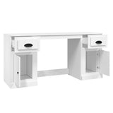 vidaXL Bureau met kast bewerkt hout wit