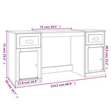 vidaXL Bureau met kast bewerkt hout wit