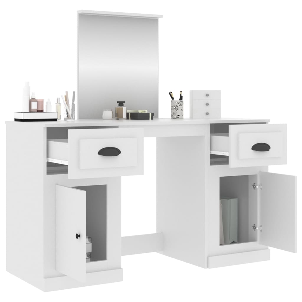vidaXL Kaptafel met spiegel 130x50x132,5 cm wit