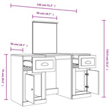 vidaXL Kaptafel met spiegel 130x50x132,5 cm wit