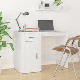 vidaXL Bureau met kast bewerkt hout wit