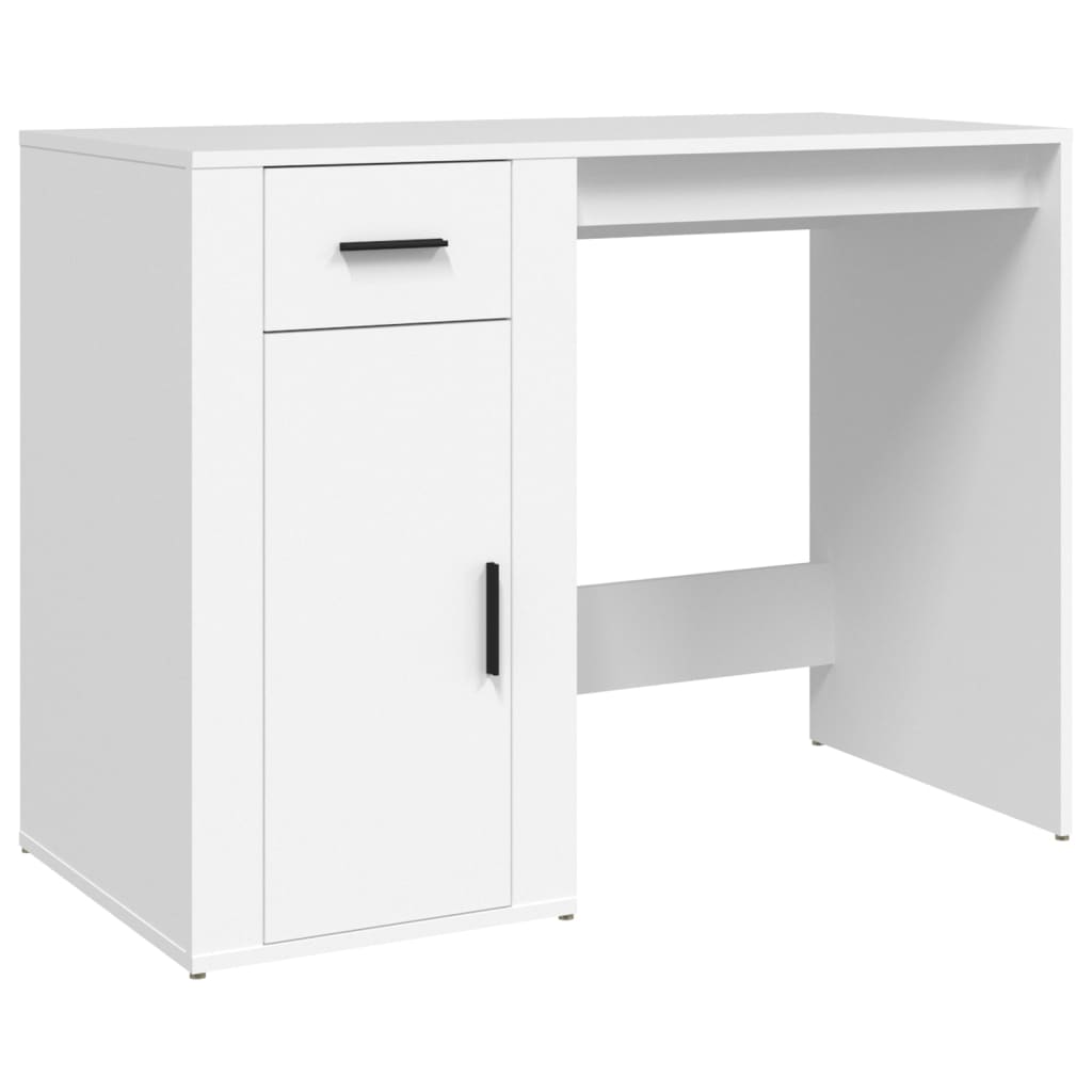 vidaXL Bureau met kast bewerkt hout wit