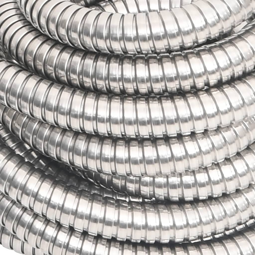 vidaXL Garden hose with spray gun 0.6'' 7.5 m stainless steel silver