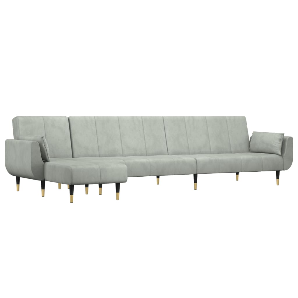 vidaXL L-Shaped Sofa Bed 275x140x70 cm Velvet Light Grey