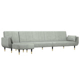 vidaXL L-Shaped Sofa Bed 275x140x70 cm Velvet Light Grey