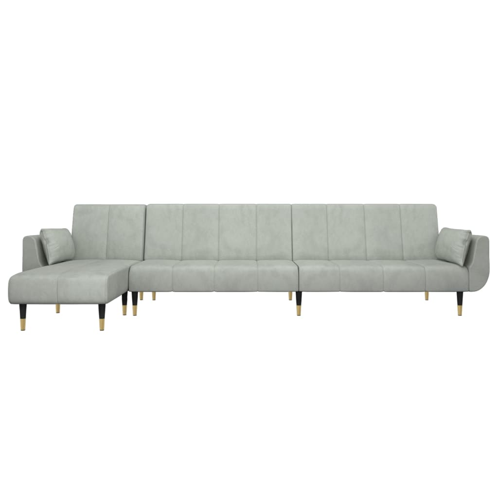 vidaXL L-Shaped Sofa Bed 275x140x70 cm Velvet Light Grey