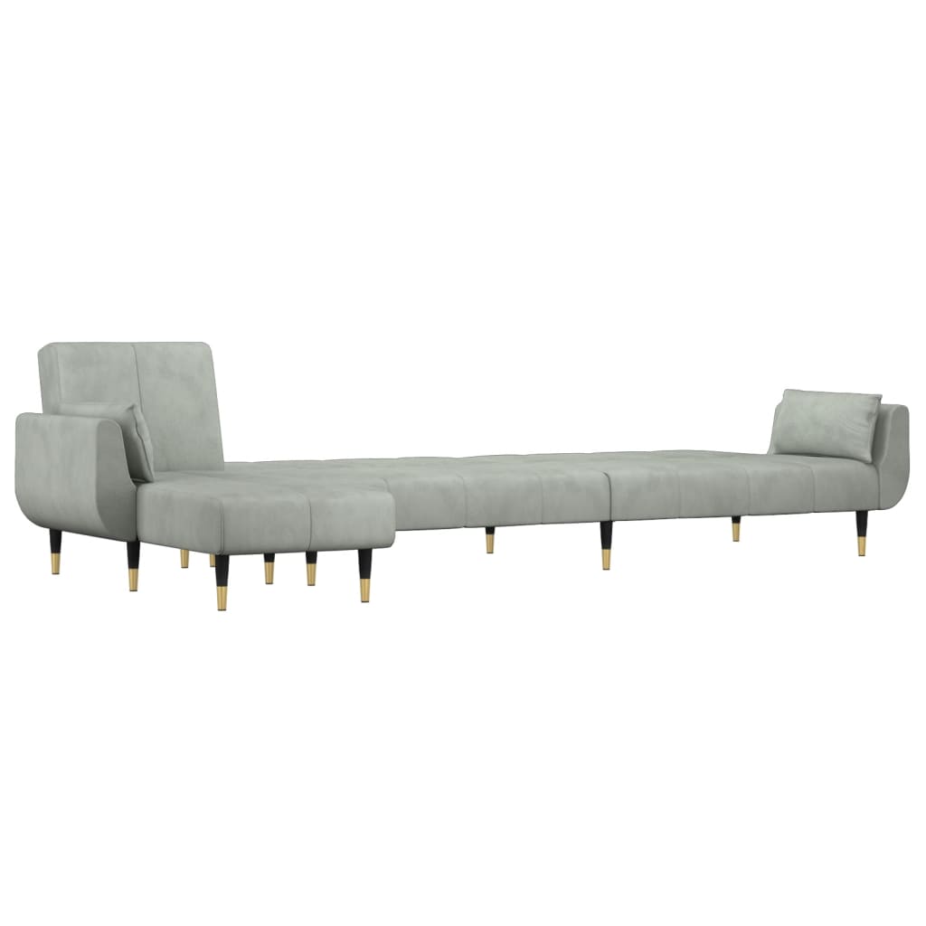 vidaXL L-Shaped Sofa Bed 275x140x70 cm Velvet Light Grey