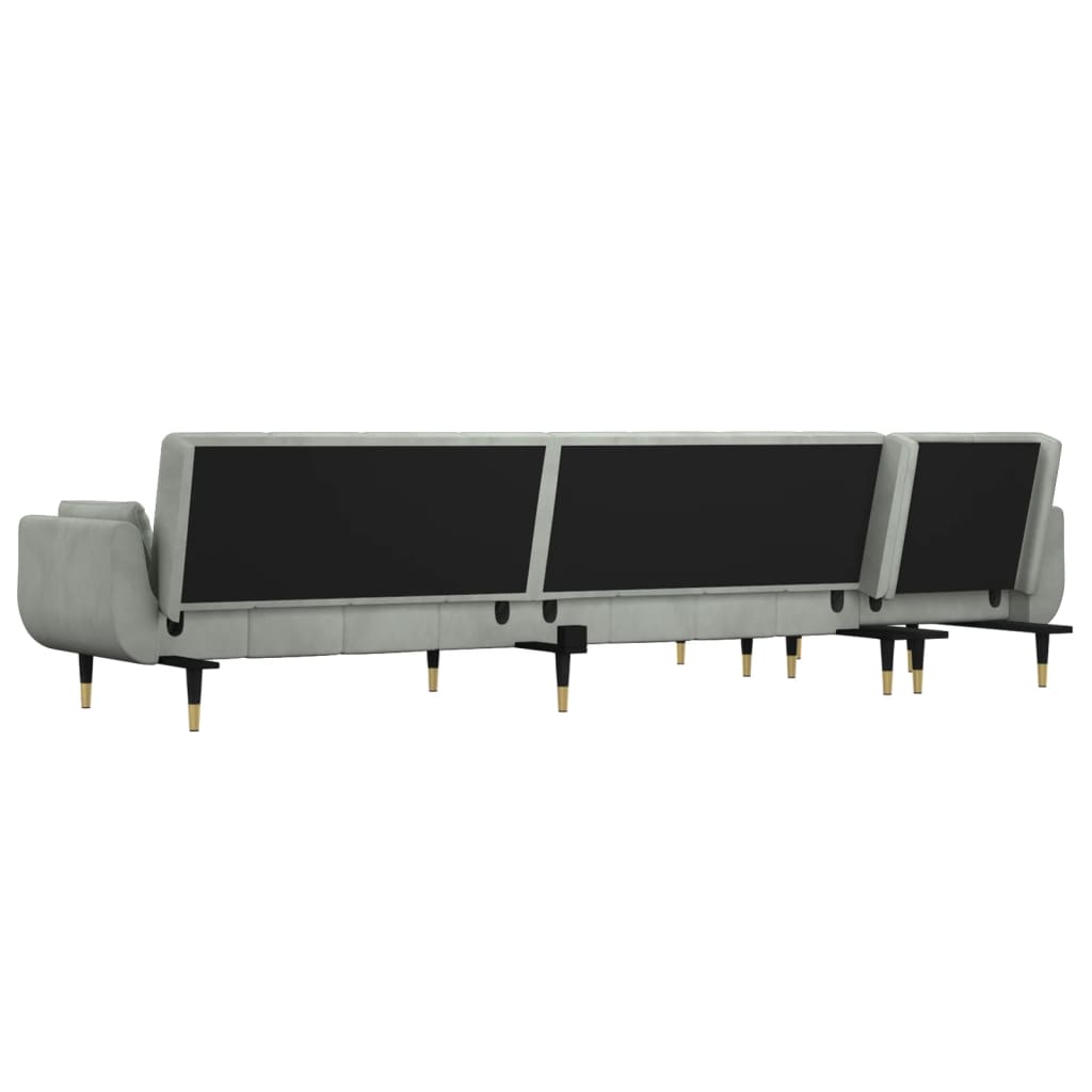 vidaXL L-Shaped Sofa Bed 275x140x70 cm Velvet Light Grey