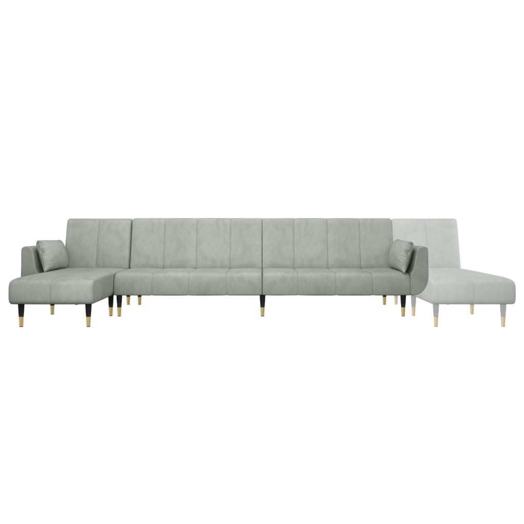 vidaXL L-Shaped Sofa Bed 275x140x70 cm Velvet Light Grey
