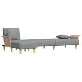 vidaXL Slaapbank L-vormig 279x140x70 cm stof lichtgrijs