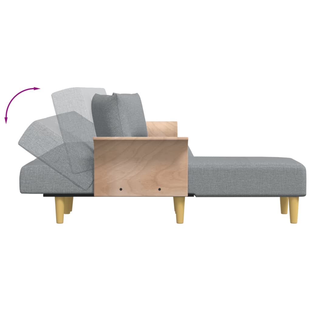 vidaXL Slaapbank L-vormig 279x140x70 cm stof lichtgrijs