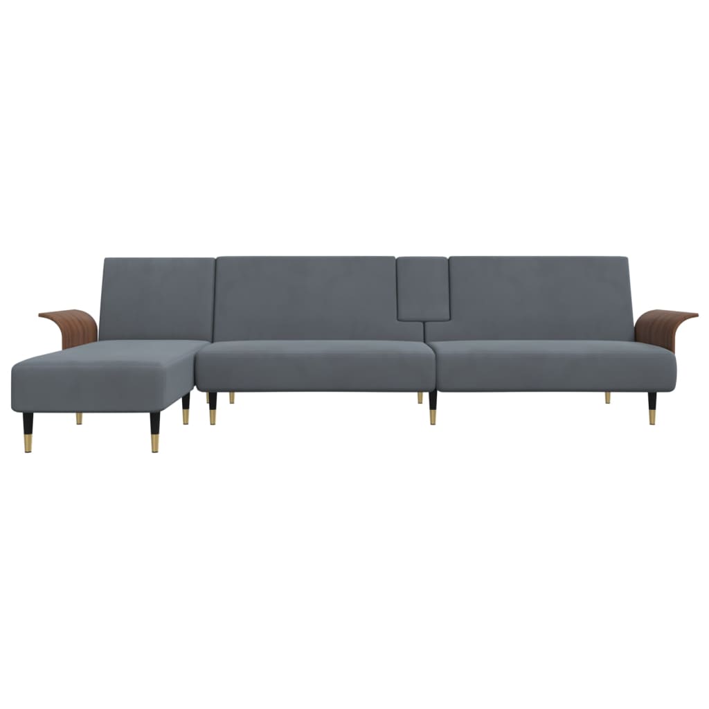 vidaXL L-Shaped Sofa Bed 279x140x70 cm Velvet Dark Grey