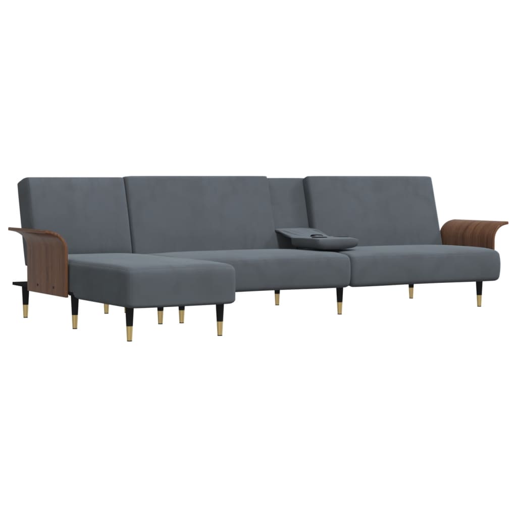 vidaXL L-Shaped Sofa Bed 279x140x70 cm Velvet Dark Grey