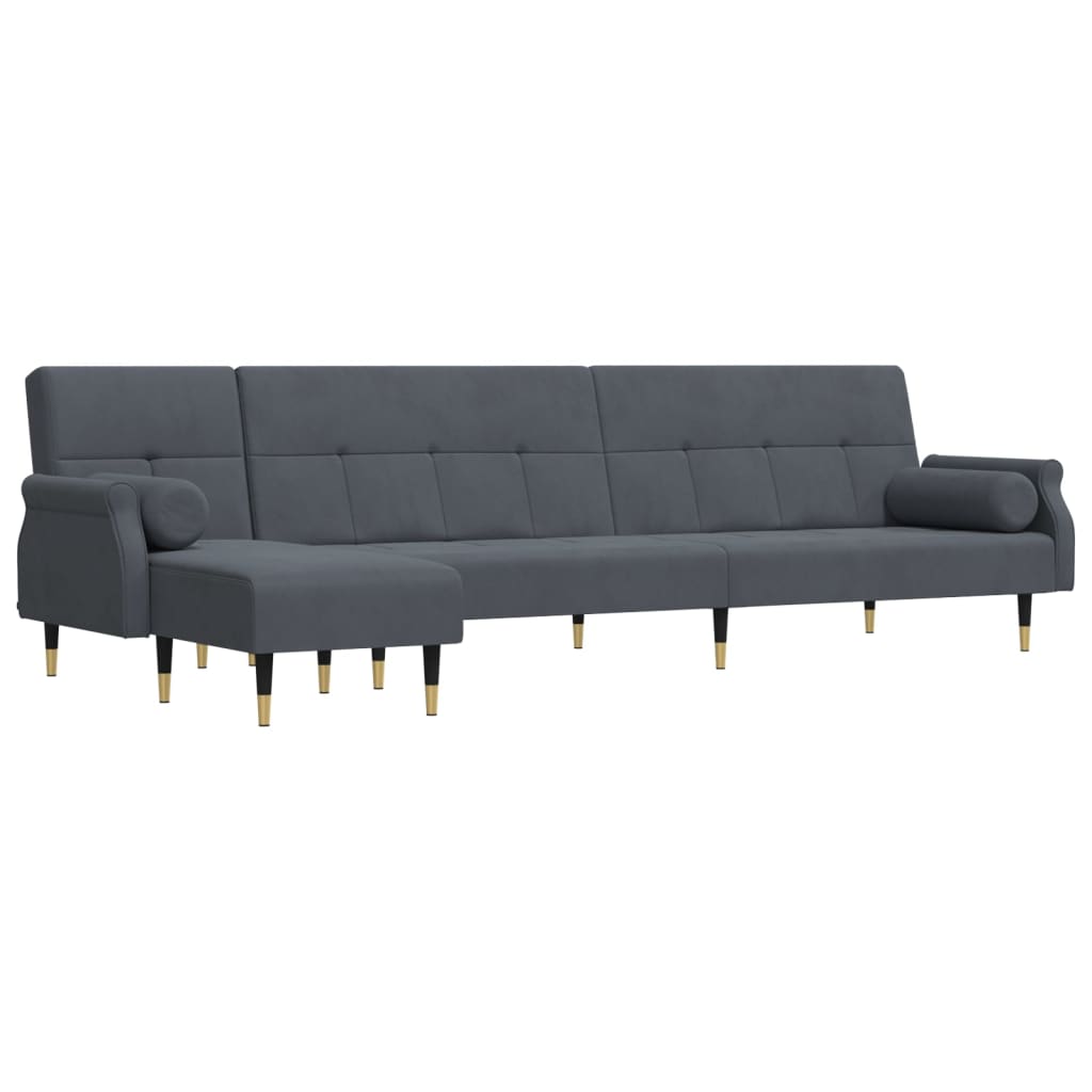 vidaXL Slaapbank L-vormig 271x140x70 cm fluweel lichtgrijs