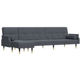 vidaXL Slaapbank L-vormig 271x140x70 cm fluweel lichtgrijs