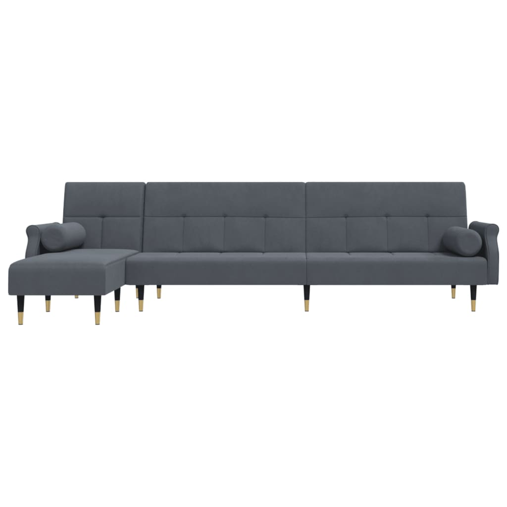 vidaXL Slaapbank L-vormig 271x140x70 cm fluweel lichtgrijs