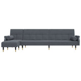 vidaXL Slaapbank L-vormig 271x140x70 cm fluweel lichtgrijs