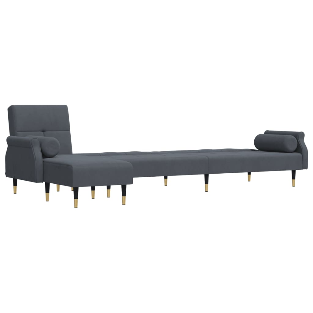 vidaXL Slaapbank L-vormig 271x140x70 cm fluweel lichtgrijs