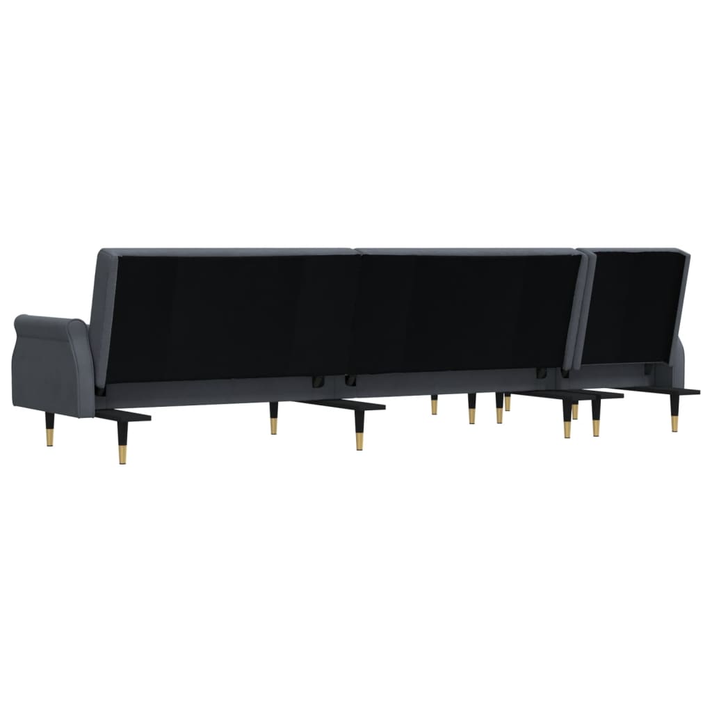 vidaXL Slaapbank L-vormig 271x140x70 cm fluweel lichtgrijs