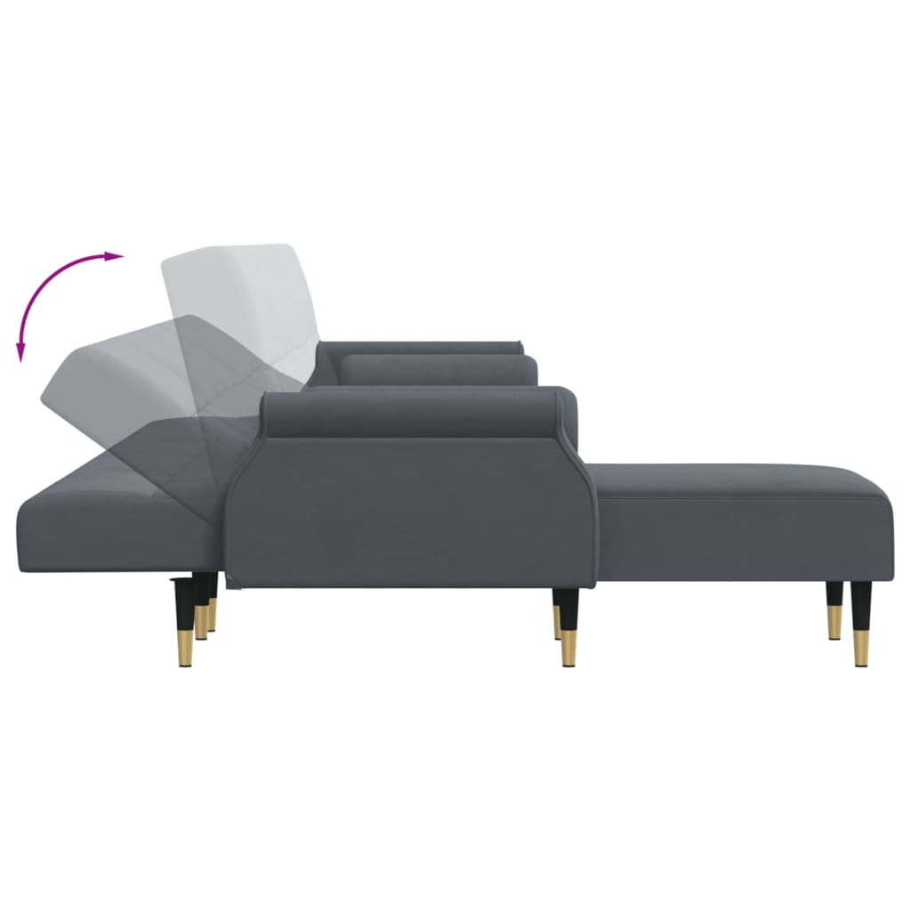 vidaXL Slaapbank L-vormig 271x140x70 cm fluweel lichtgrijs