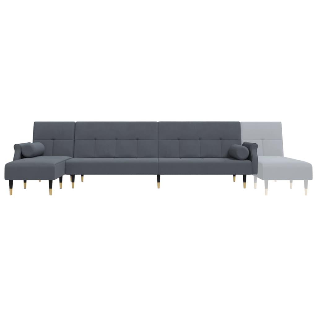 vidaXL Slaapbank L-vormig 271x140x70 cm fluweel lichtgrijs