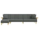 vidaXL Slaapbank L-vormig 279x140x70 cm stof lichtgrijs