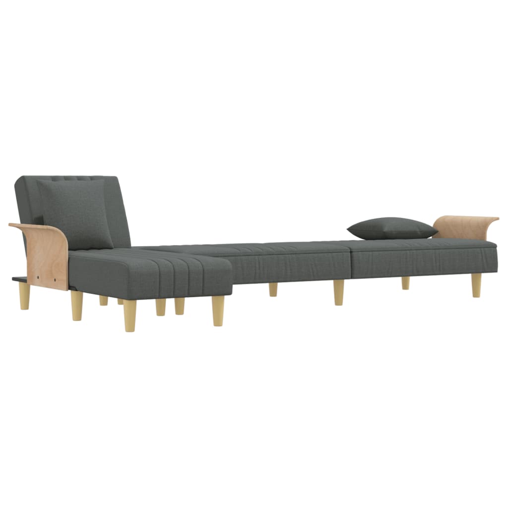 vidaXL Slaapbank L-vormig 279x140x70 cm stof lichtgrijs
