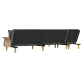 vidaXL Slaapbank L-vormig 279x140x70 cm stof lichtgrijs