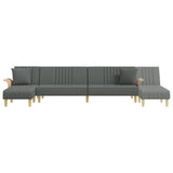 vidaXL Slaapbank L-vormig 279x140x70 cm stof lichtgrijs