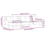 vidaXL Slaapbank L-vormig 279x140x70 cm stof lichtgrijs