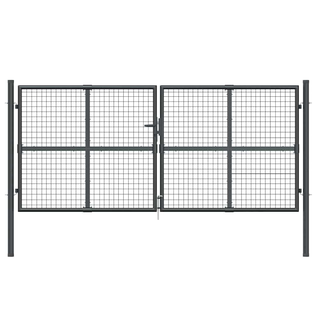 vidaXL Garden Mesh Fence 300x125 cm Galvanized Steel Anthracite