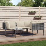 vidaXL 5-delige Loungeset met kussens poly rattan grijs