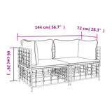 vidaXL Hoekbanken sectioneel met kussens 2 st poly rattan