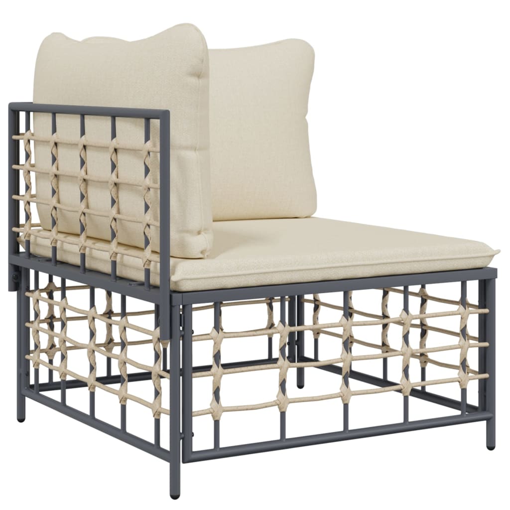 vidaXL 5-delige Loungeset met kussens poly rattan antracietkleurig