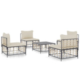 vidaXL 5-piece Lounge Set with cushions poly rattan anthracite