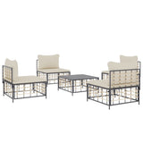 vidaXL 5-piece Lounge Set with cushions poly rattan anthracite