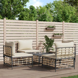 vidaXL 5-piece Lounge Set with cushions poly rattan anthracite