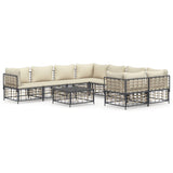 vidaXL 9-delige Loungeset met kussens poly rattan antracietkleurig