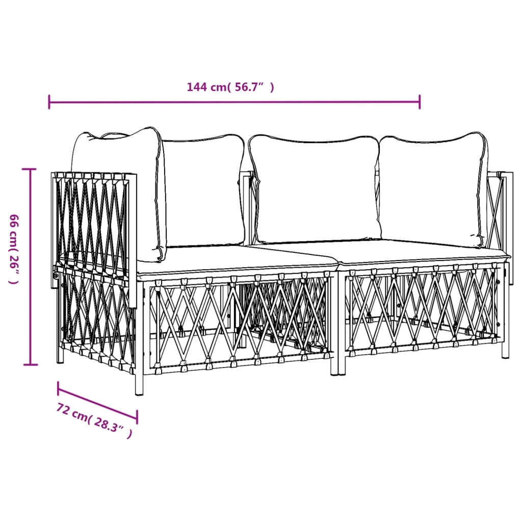 vidaXL 2-delige Loungeset met kussens staal wit