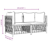 vidaXL 2-delige Loungeset met kussens staal wit