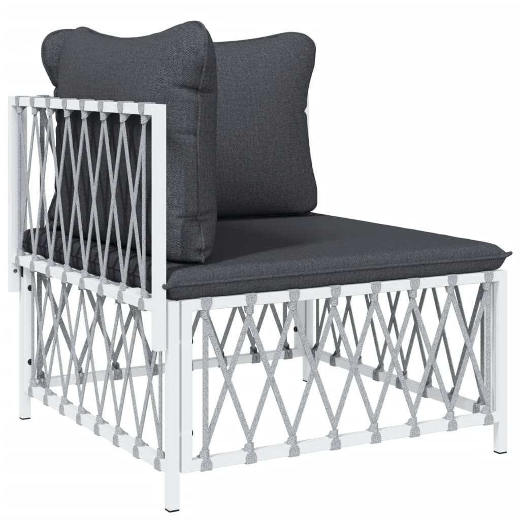 vidaXL 5-delige Loungeset met kussens staal wit