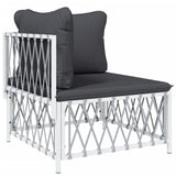 vidaXL 5-delige Loungeset met kussens staal wit