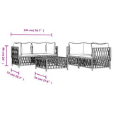vidaXL 5-delige Loungeset met kussens staal wit