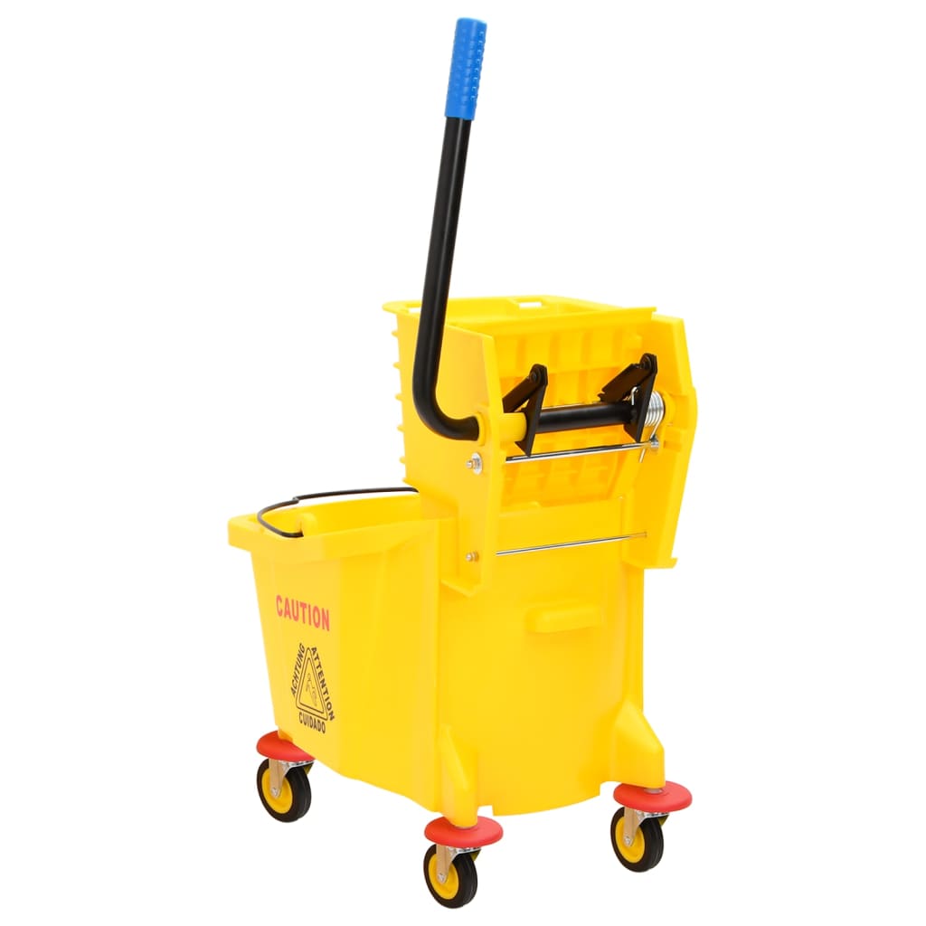 vidaXL Mop Bucket with Wringer and Wheels 36 L Polypropylene Yellow