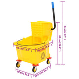 vidaXL Mop Bucket with Wringer and Wheels 36 L Polypropylene Yellow