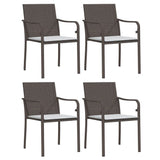 vidaXL Tuinstoelen 4 st met kussens 56x59x84 cm poly rattan bruin