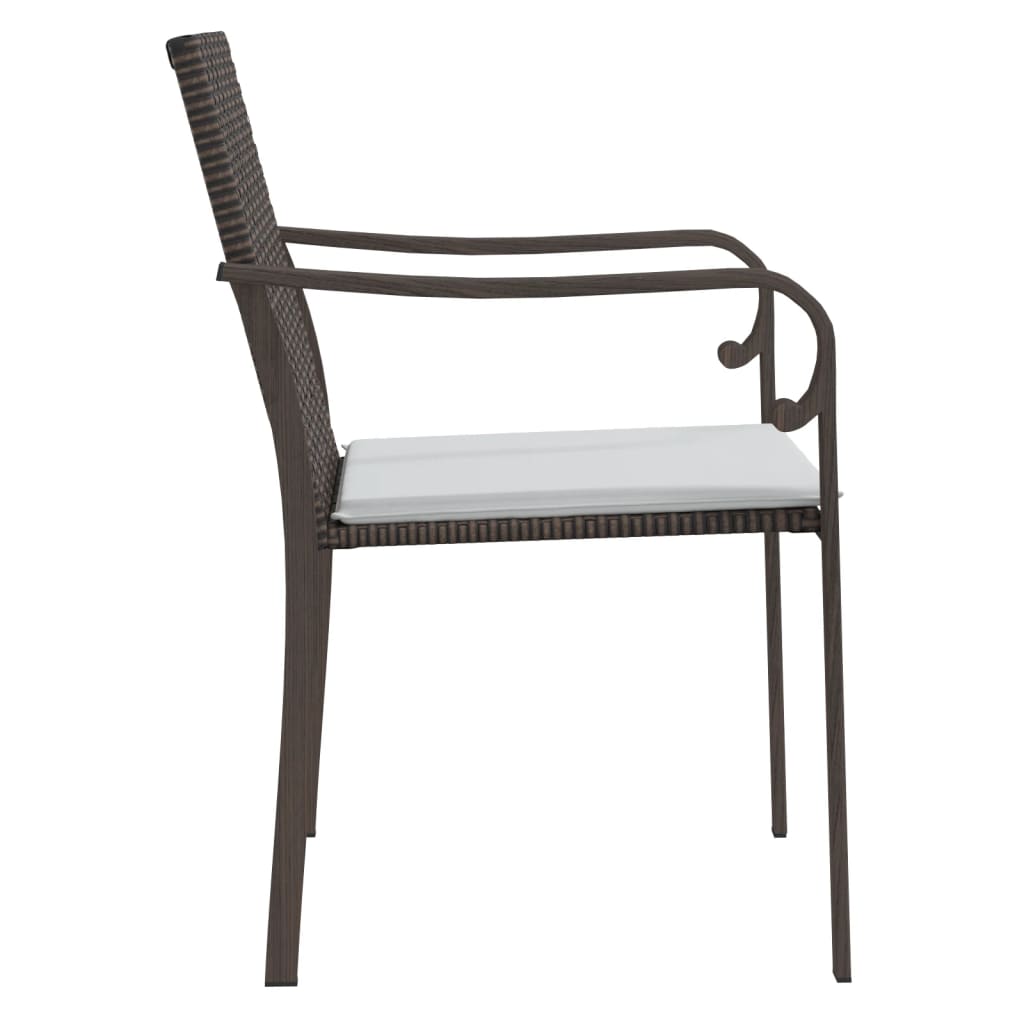 vidaXL Tuinstoelen 4 st met kussens 56x59x84 cm poly rattan bruin