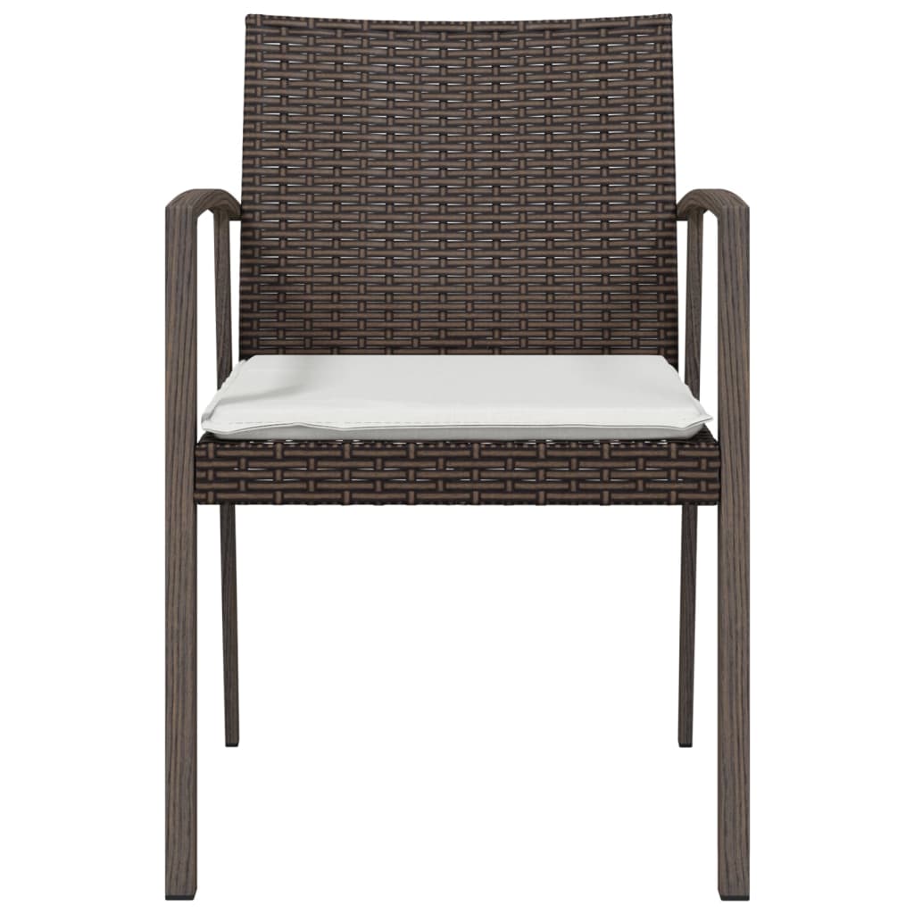 vidaXL Tuinstoelen 4 st met kussens 56,5x57x83 cm poly rattan bruin