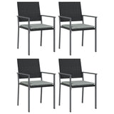 vidaXL Garden dining chairs 4 pcs with cushions 54x62.5x89 cm poly rattan black