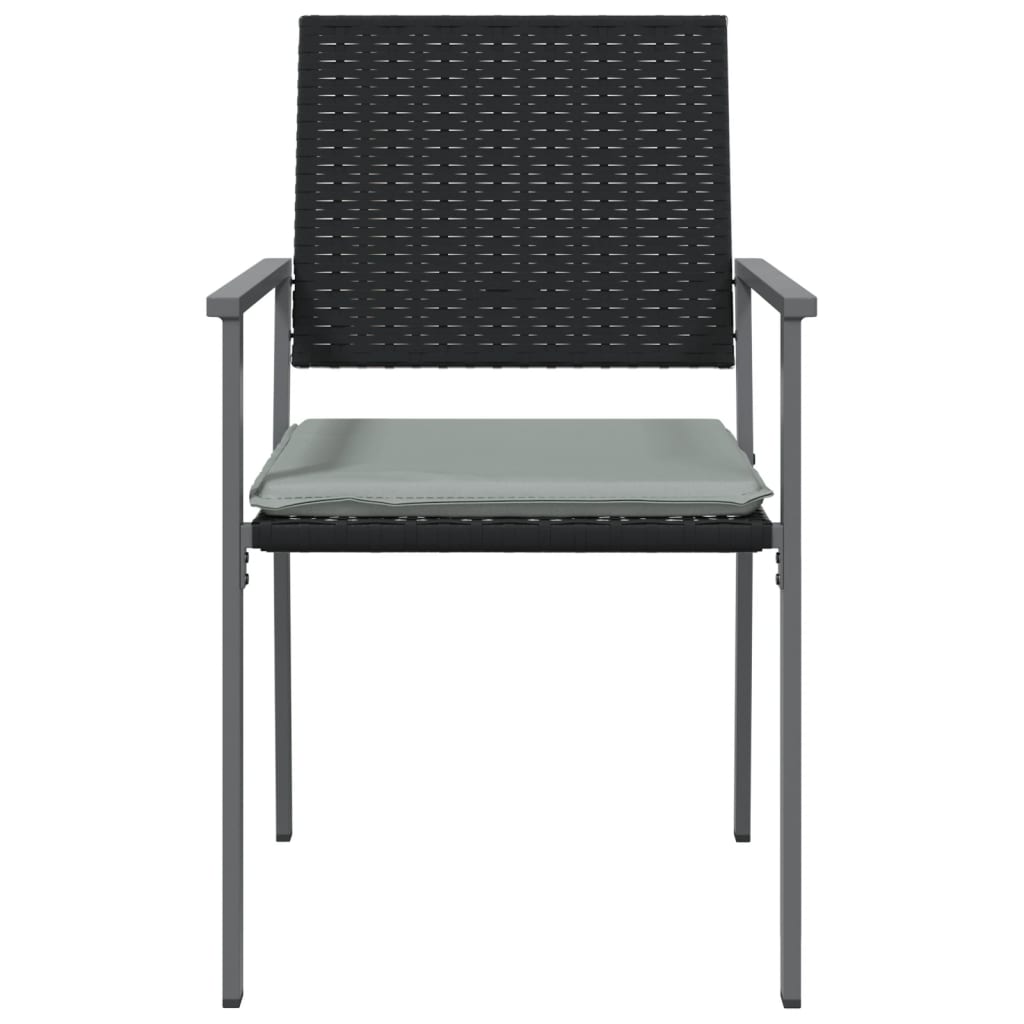 vidaXL Garden dining chairs 4 pcs with cushions 54x62.5x89 cm poly rattan black
